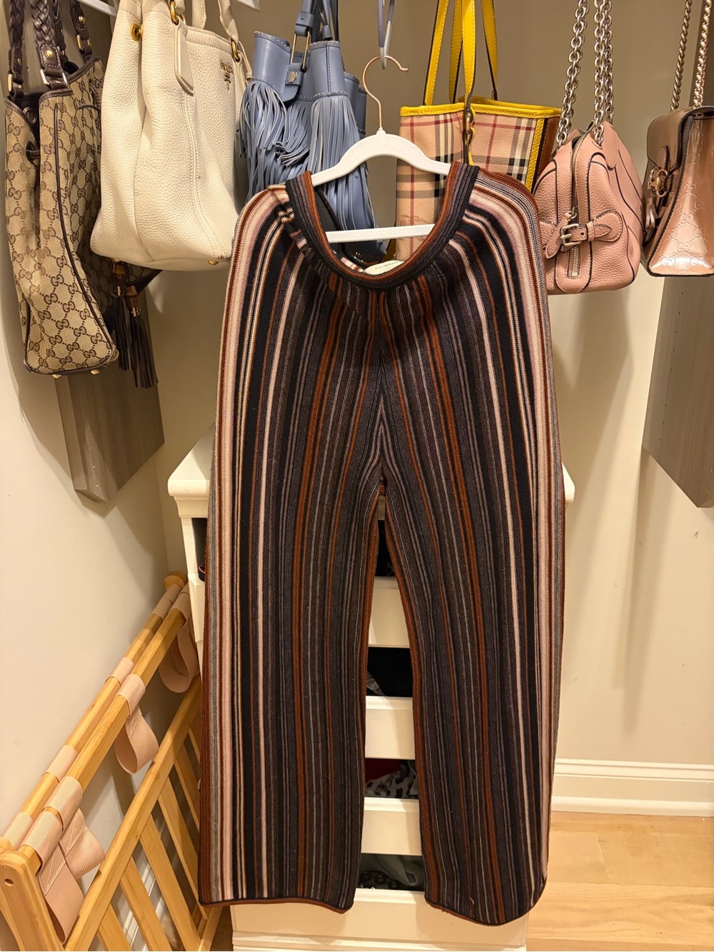 BCBGMaxAzria Multicolor Striped Wide-Leg Knit Pants
